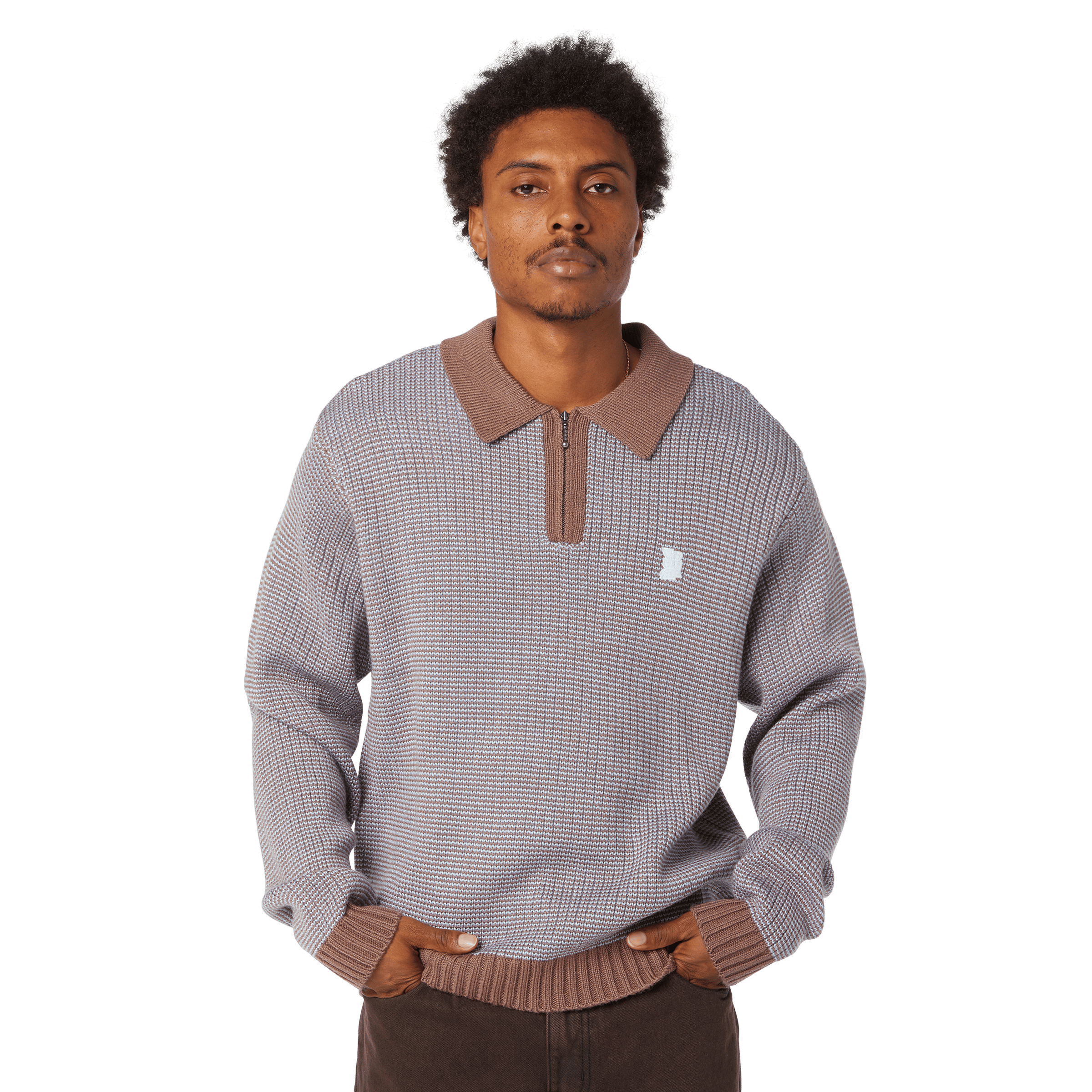 Megablast Two Tone Waffle Sweater | Washed Blue Moss view 2