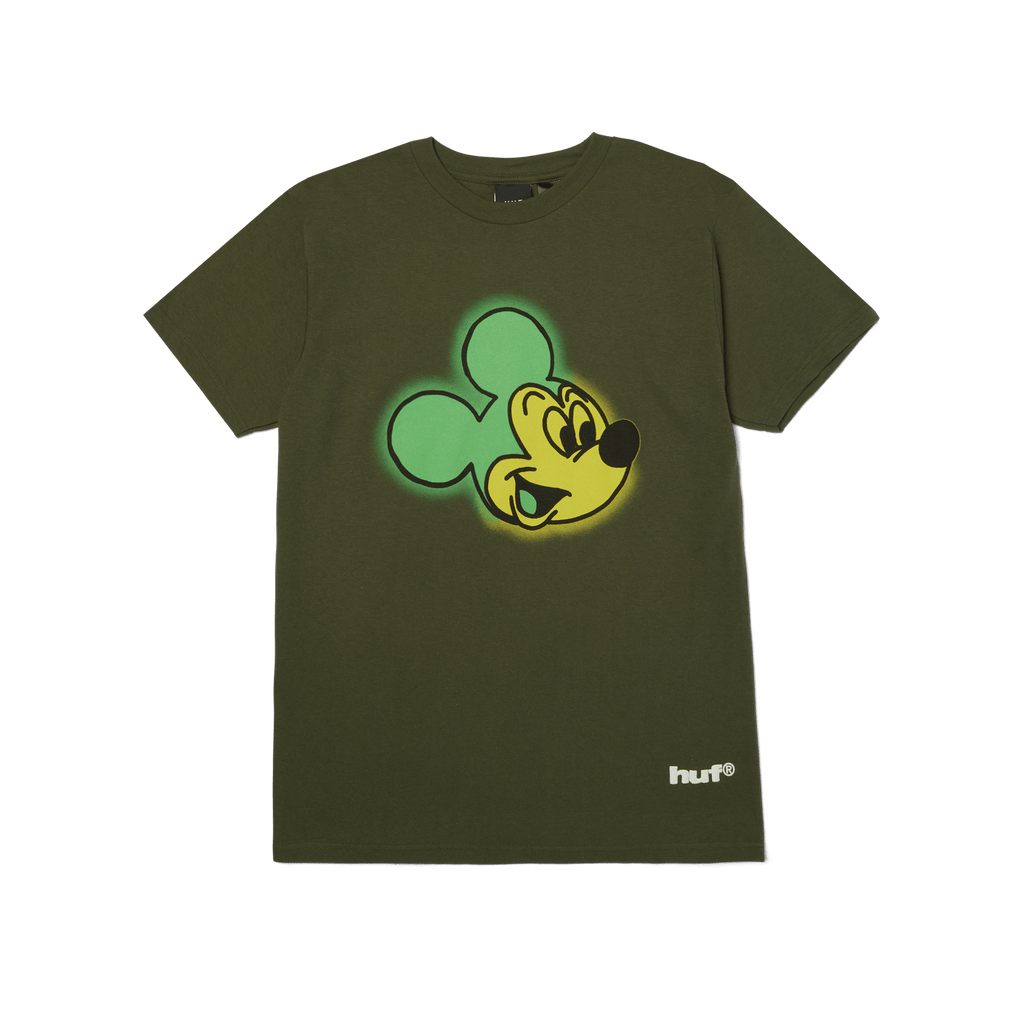 Disney | HUF Mickey Airbrush T-Shirt | Forest Green front view