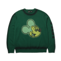 Disney | HUF Mickey Spray Crewneck Sweatshirt | Forest Green front view