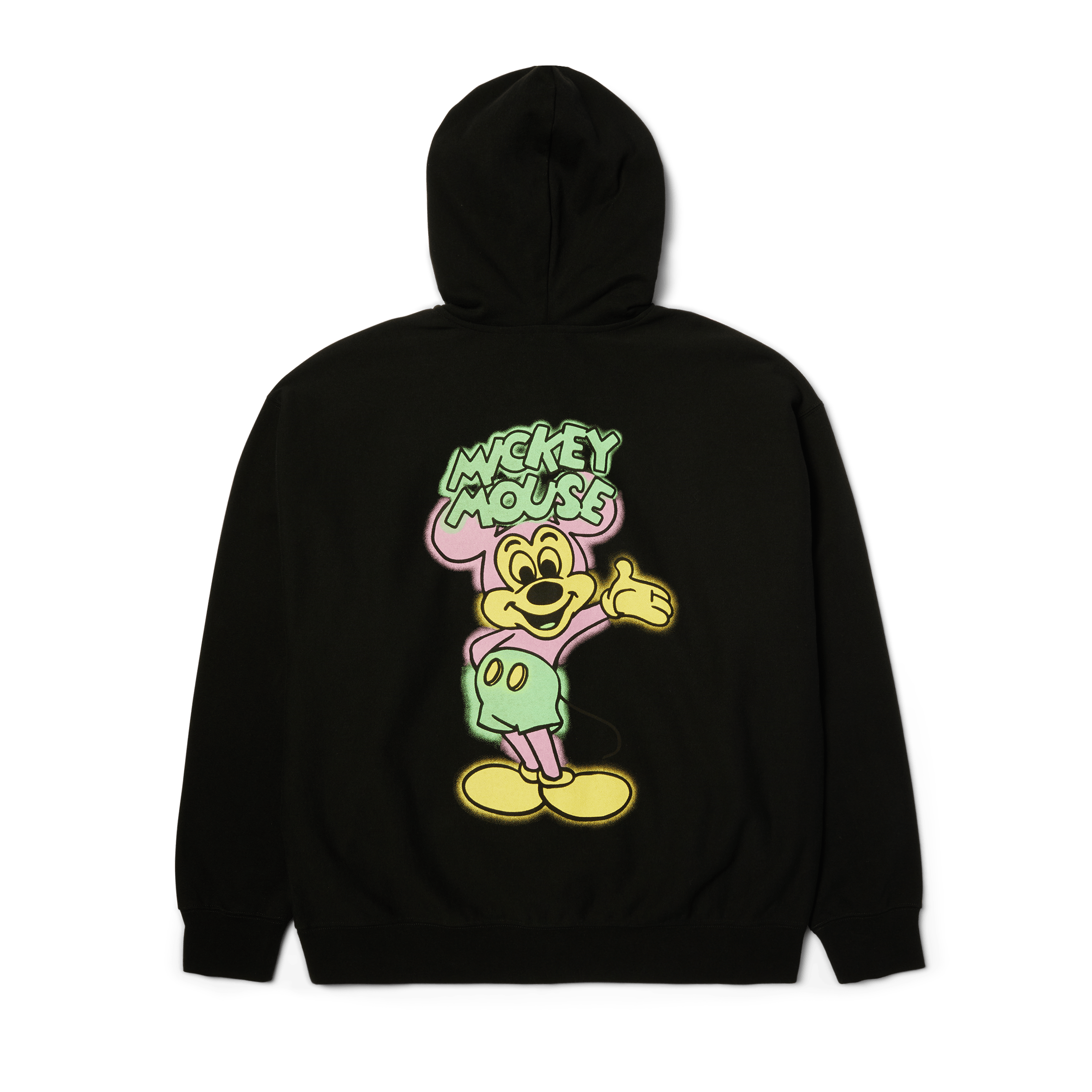 Disney | HUF Mickey Spray Full-Zip Hoodie | Black front view