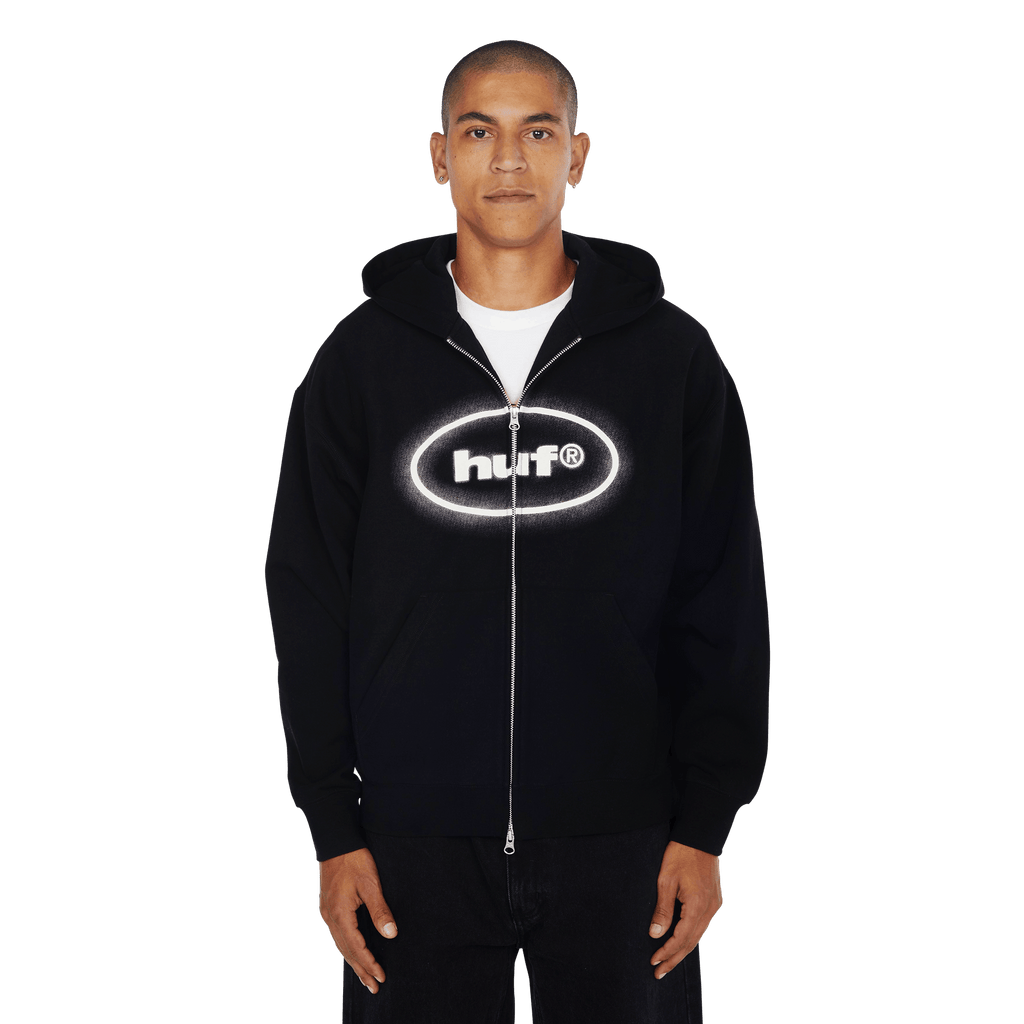 Disney | HUF Mickey Spray Full-Zip Hoodie | Black view 2