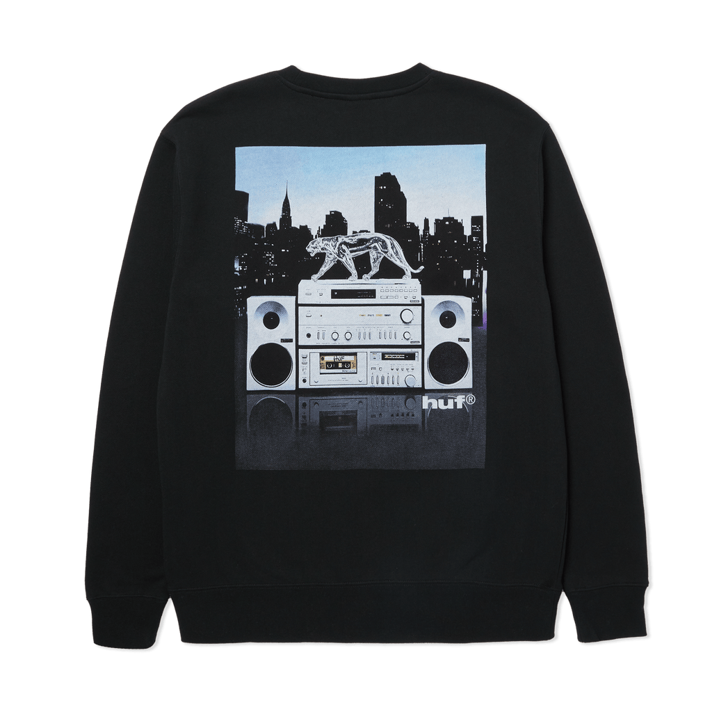 Midnight Radio Crewneck Sweatshirt | Black front view