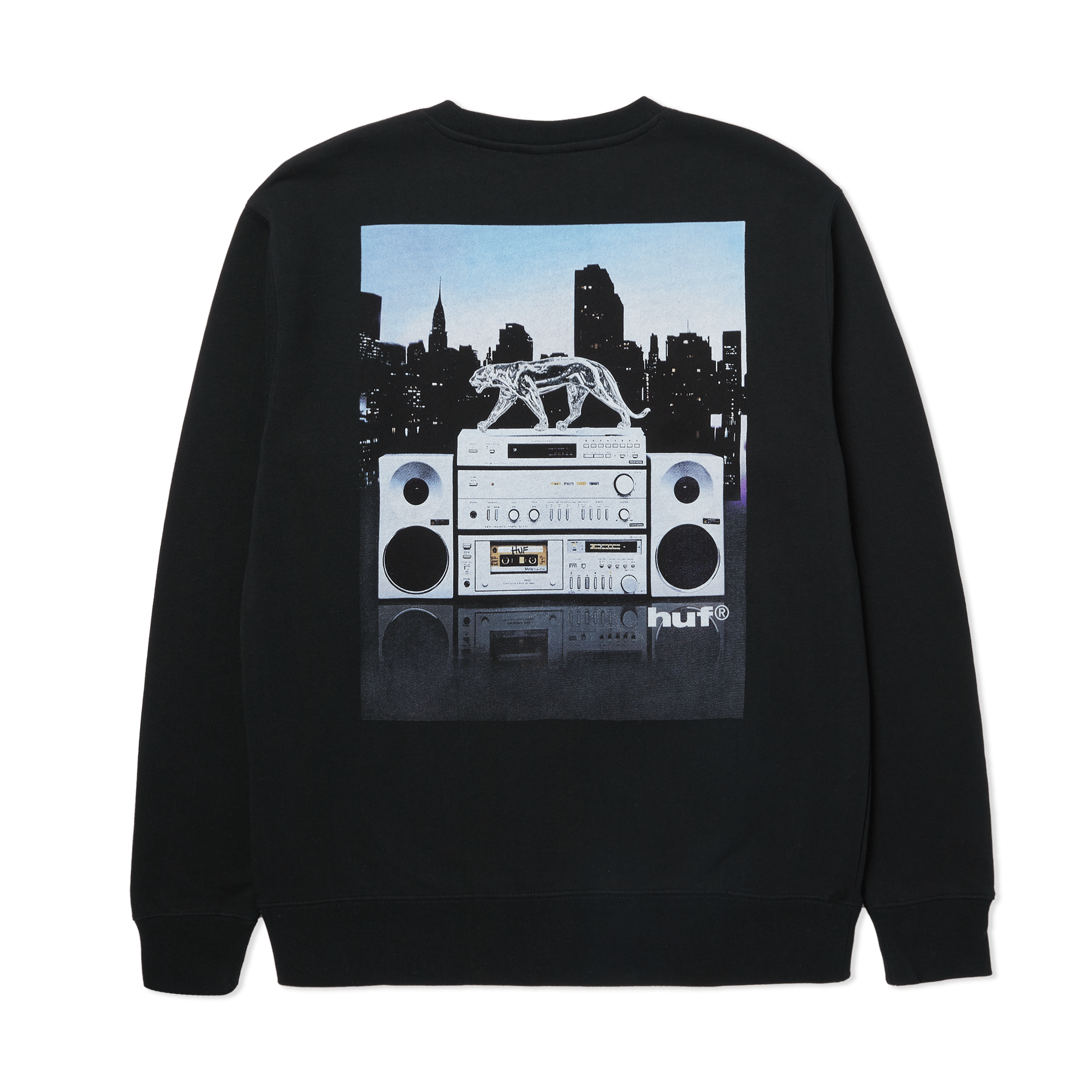 Midnight Radio Crewneck Sweatshirt | Black front view