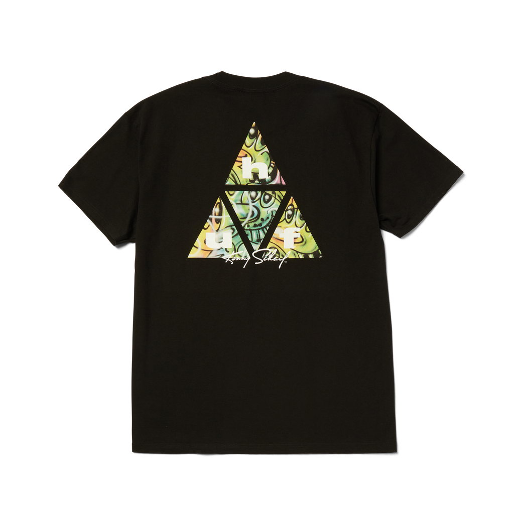 Kenny Scharf Multitud Triple Triangle T-Shirt | Black front view