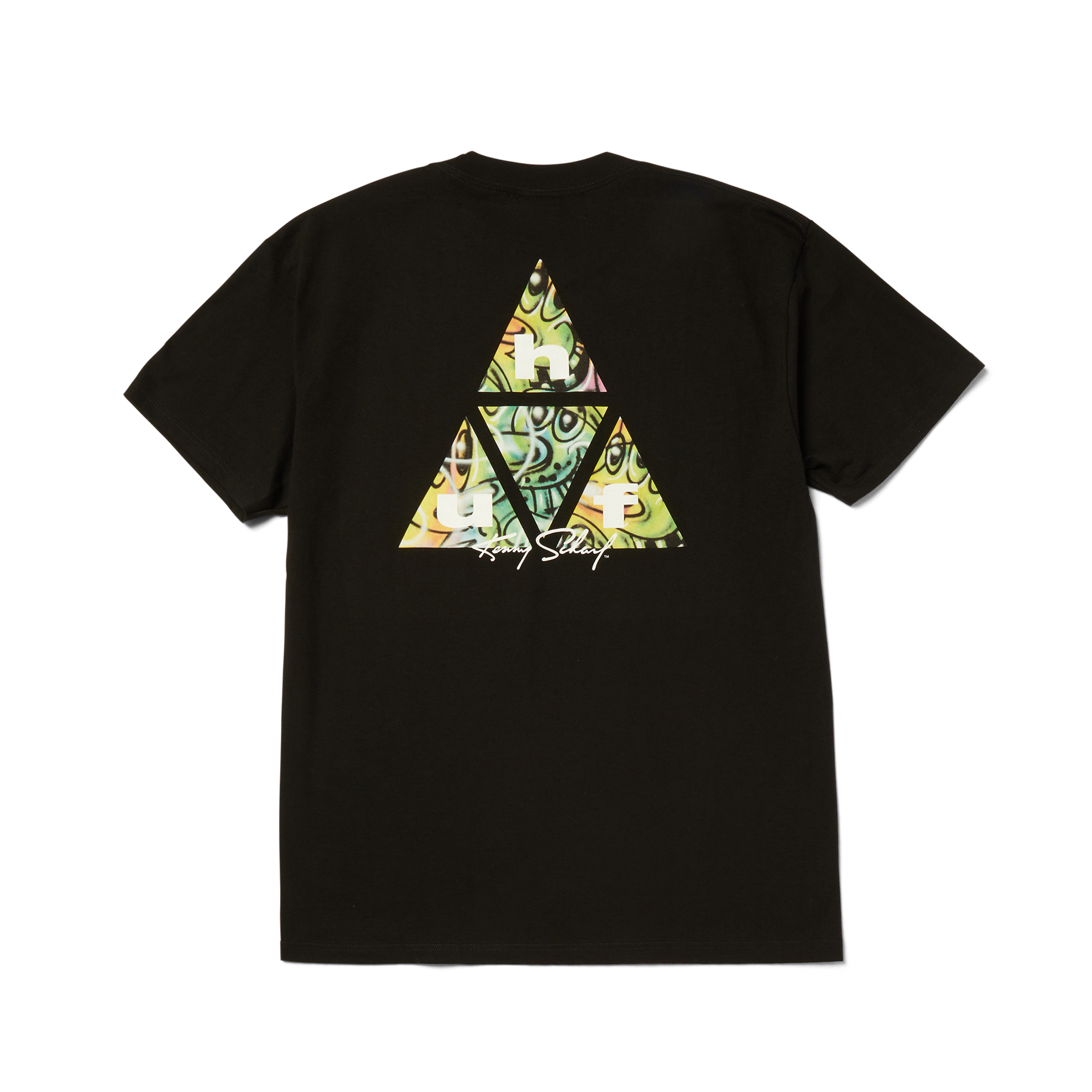 Kenny Scharf Multitud Triple Triangle T-Shirt | Black front view