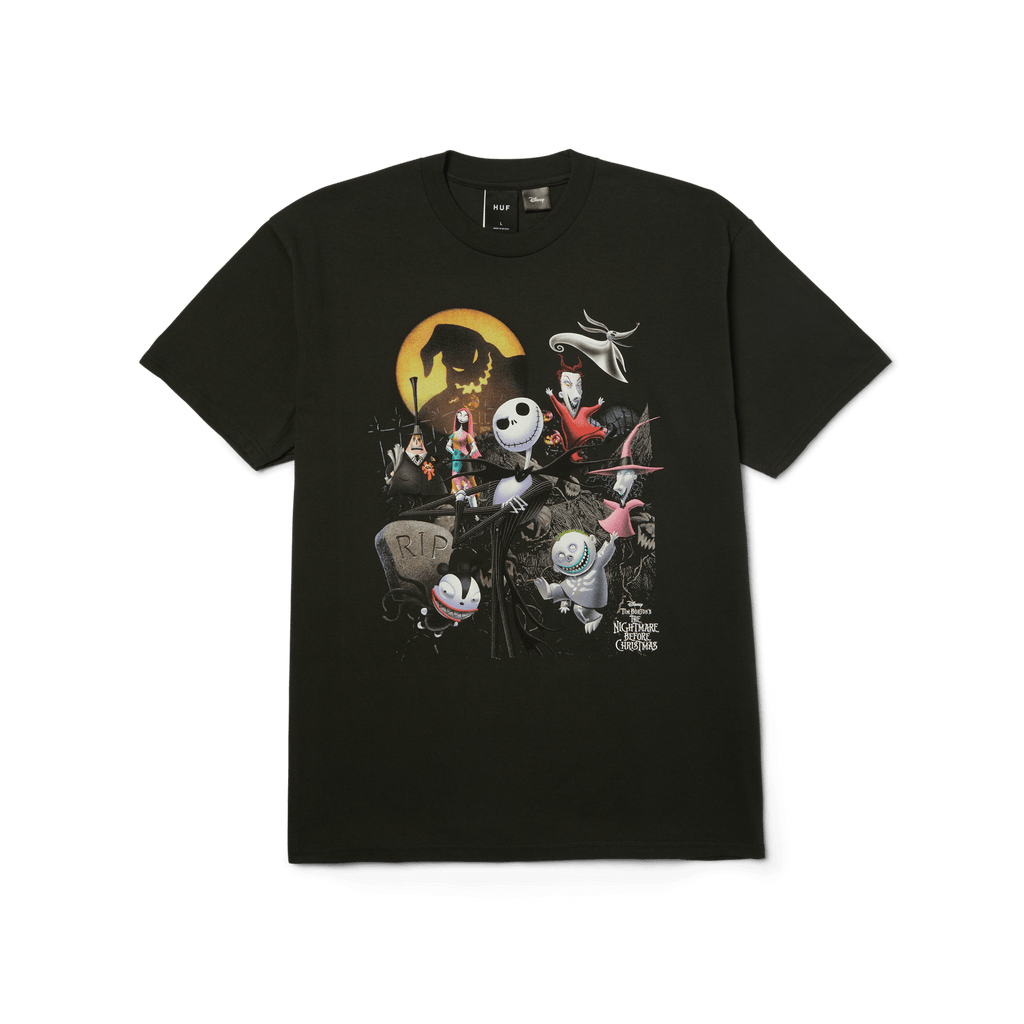HUF x Nightmare Before Christmas Vintage T-Shirt | Vintage Black front view