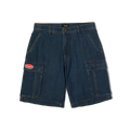 Oval Denim Cargo Short | Indigo front view
