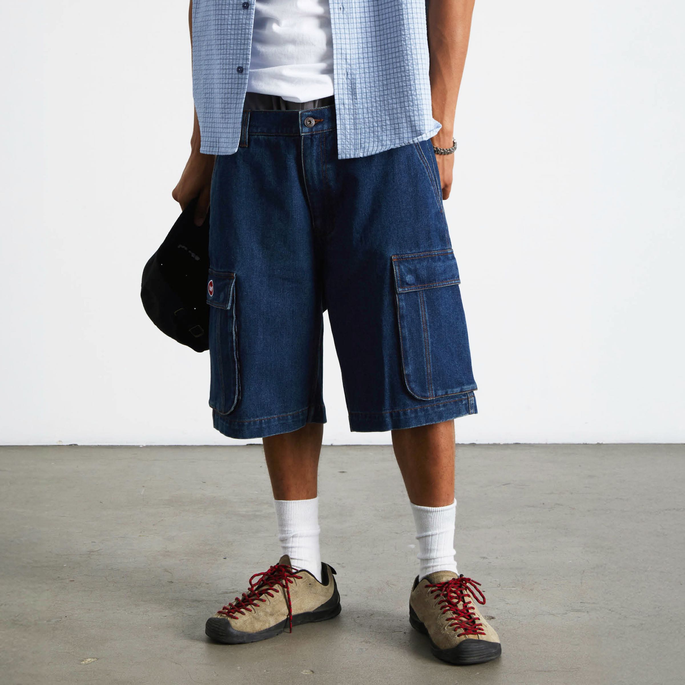 Oval Denim Cargo Short | Indigo view 2