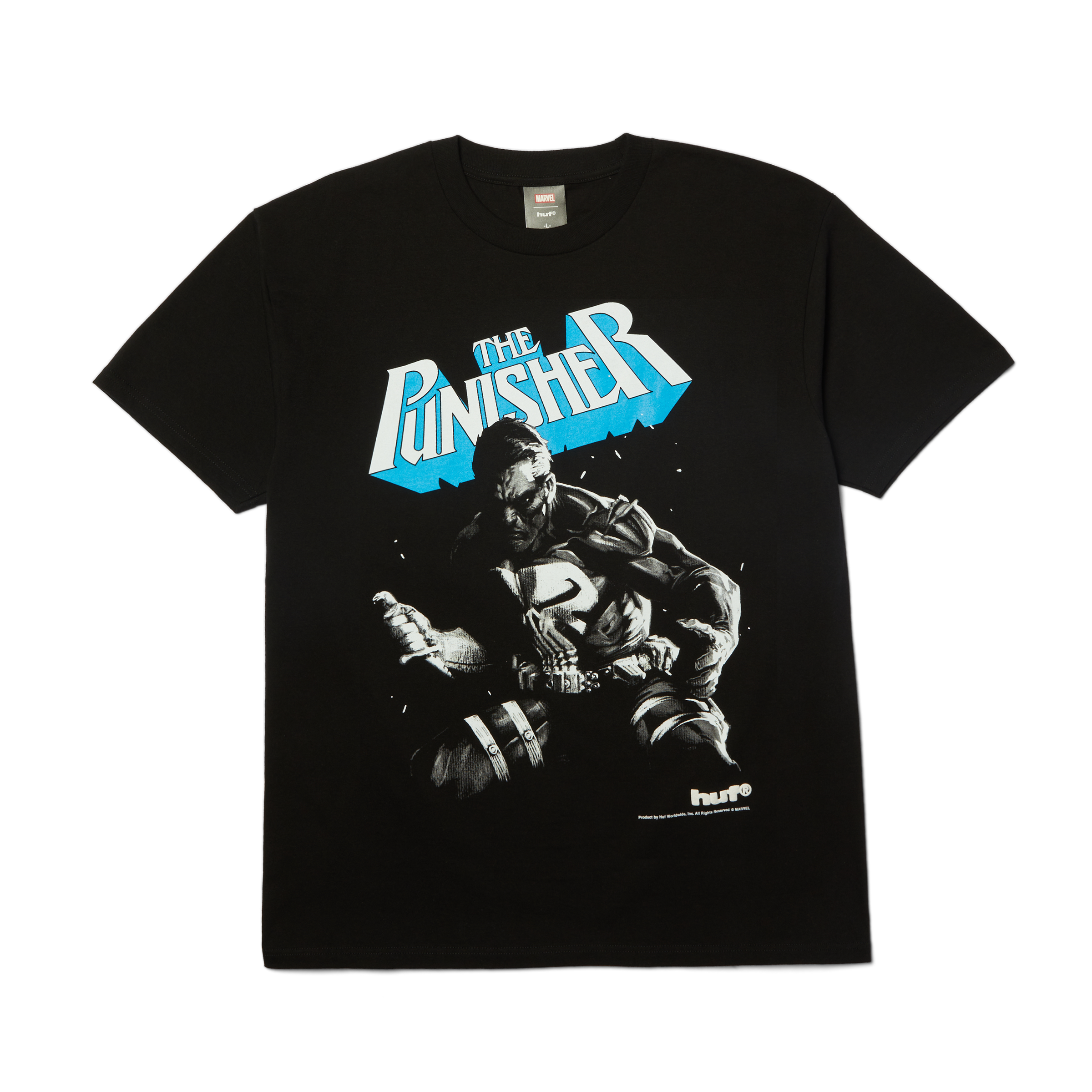 huf x Marvel Punisher T-Shirt | Black front view