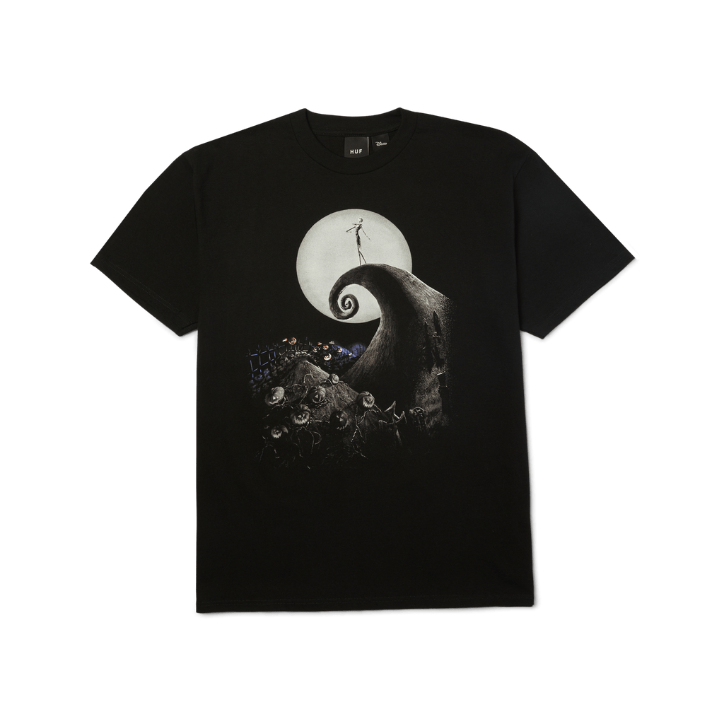 HUF x Nightmare Before Christmas Spiral Hill T-Shirt | Black front view