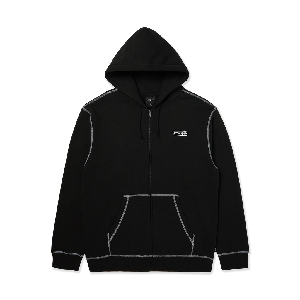 Stretch Full-Zip Hoodie | Black front view
