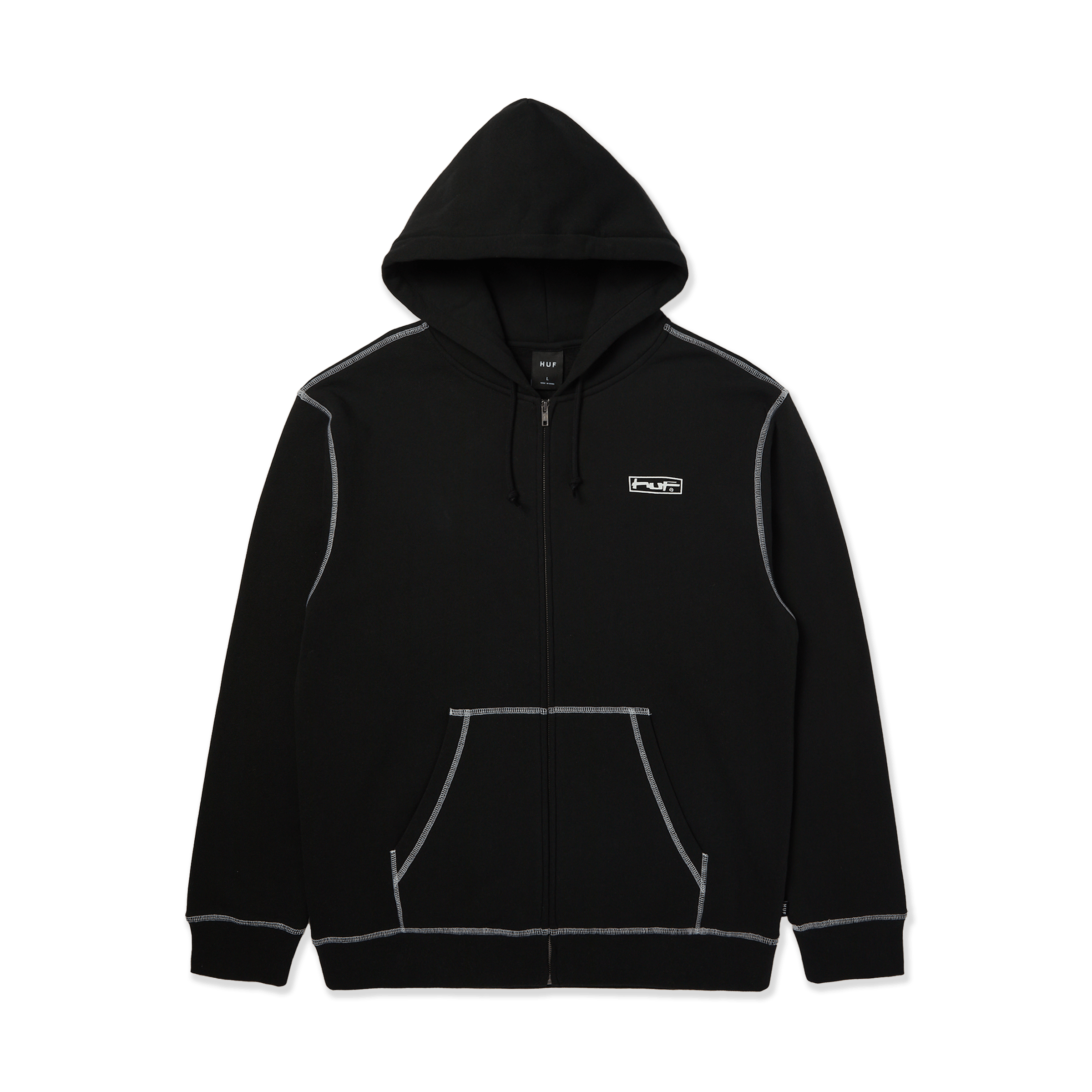 Stretch Full-Zip Hoodie | Black front view