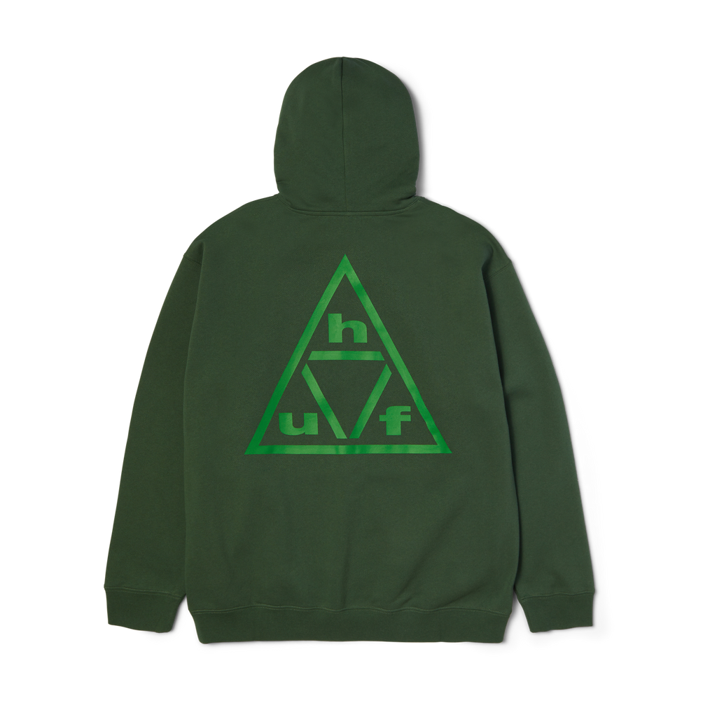 Triple Triangle Pullover Hoodie | Forest Green Green front view