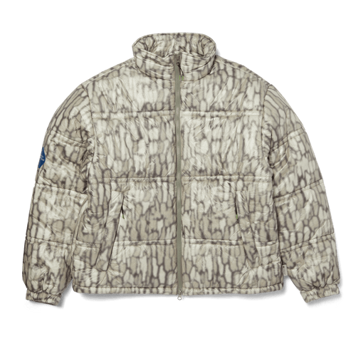 89 Warped Camo Tyvek Puffer | Muted Camo front view