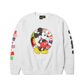 Disney | HUF Mickey Worldwide Tour Crewneck Sweatshirt | Heather Grey front view